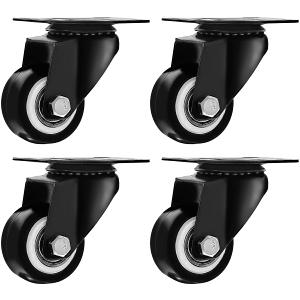 Swivel Caster Wheels Rubber Base with Top Plate & Bearing Heavy Duty with Pack of 4 Black by Online Best Service (1.5" NO Brake)