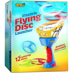 Ninja Blast Flying Disc Launcher for Kids - Boys Toys Ages 4-8 Year Old - Birthday Easter Gifts for Boy Age 4 5 6 7 8 Years - Outdoor Toys Games Gift - Backyard Toy Activities Ideas - 6-8, 5-7