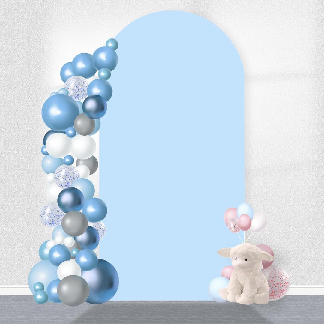 4FT Wedding Arch Cover - Spandex Fitted Round Top Arch Backdrop Stand Cover for Wedding Ceremony, Birthday Party, Banquet Decoration, Blue