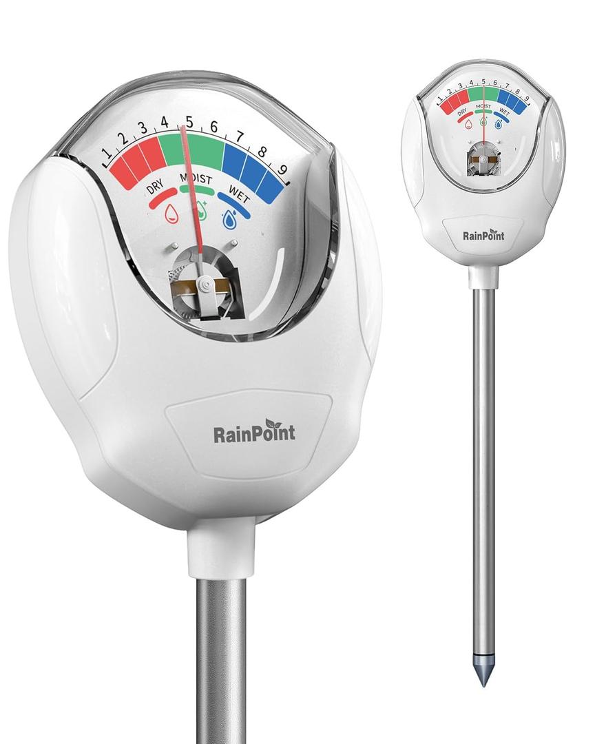RAINPOINT Soil Moisture Meter for Plants - Accurate Plant Water Meter for Houseplants and Outdoor Plants,Gardening,Farming,No Batteries Needed (White)