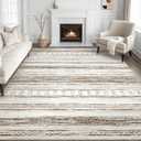 Tortania Area Rug Living Room Rugs - 8x10 Washable Large Soft Neutral Boho Moroccan Bohemian Farmhouse Rug Indoor Floor Carpet for Bedroom Under Dining Table Home Office Decor - Cream Brown