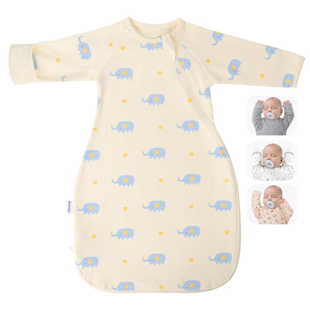 Premium Soft Cotton Transitional Baby Swaddling Sack with Arms Up & Sleeves 6-12 Months, Mitten Cuffs, 2-Way Zipper, Sleeping Sacks for Newborns - Calms Startle Reflex, Boys & Girls Sleep Bag