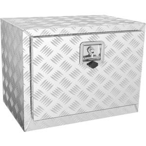 VEVOR Underbody Truck Box, 24"17"18" Pickup Storage Box, Heavy Duty Aluminum Diamond Plate Tool Box with Lock and Keys, Waterproof Trailer Storage Box with T-Handle Latch for Truck, Van, Trailer (Silver)