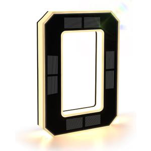 ISUNMEA 9 Inch Solar Lighted House Numbers for Outside, Light Up Waterproof LED Address Numbers Signs for Houses, Large Personalized Illuminated Exterior Modern House Numbers Light (0-Black, 9IN)