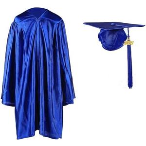 FtyFty Shiny Kindergarten Graduation Cap and Gown Set 24" (3'3"-3'5"), Royal Blue