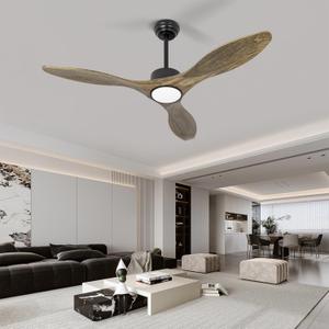Ceiling Fans with Lights Remote, 52inch Solid Amber Wood Ceiling Fan, 3 Blades Reversible DC Motor 3CCT Dimmable Lighting 3-Timer for Living Room Bedroom Farmhouse Patio