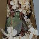 Artificial Flower Fake Silk Hydrangea Heads Bouquet with Stems Bulk for Fall Decoration Table Center Christmas Indoor Outdoor Faux Floral Realistic with Leaves Plants Crafts 8PCS(White)