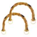Piutouyar 2pcs U-Shaped Handbag Handles Bamboo Purses Handles Imitation Bamboo Handle Replacement Resin Purse Handbag Handles for Bag Making with Gold Metal Buckle, Brown Color