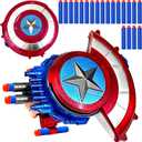 Captain Superhero Shield Blaster Toy,Dart Shooting Shield with 20 Foam Darts,Cosplay Prop for Adults,Roleplay,Halloween,Party Favors,Multi-Item Party Favor Packs
