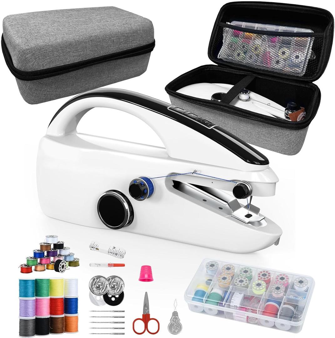 Handheld Sewing Machine,DIY Home Portable Sewing Machines Mini Hand Held Sewing Machine with 20 Thread Colors Emergency Sewing Kit (Black-03-New)