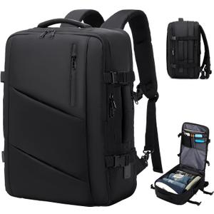 Carry on Travel Backpack for Men Women, Extra Large 40L Flight Approved Expandable Suitcase With USB/Type-C Charging Port, Victoriatourist Water Resistant Luggage Daypack Business Weekender Bag, Black