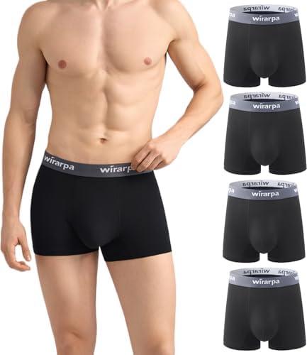 wirarpa Men's Underwear Micro Modal Trunks Soft Microfiber Boxer Briefs 4 Pack Size L