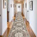 Washable 3x25 Long Hallway Runner - Non-Slip Stain Resistant Kitchen Rug Distressed Mats Low Plie Soft Ultra Thin Room Floor Carpet for Living Room Dining Room(Beige,3x25)