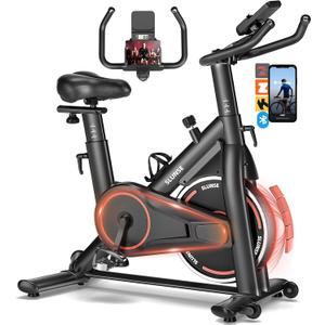 Exercise Bike, Adjustable Magnetic Resistance Stationary Bikes for Home with App Compatible, Quiet Indoor Cycling Bike with 350lbs Weight Capacity Comfortable Seat, Digital Monitor & Phone Mount