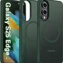Oterkin Magnetic for Samsung Galaxy S25 Edge Case Matte, S25 Edge Phone Case Compatible with MagSafe Frosted Translucent Shockproof Anti-Scratch Slim Fit Case Military Grade Protection (Dark Green)