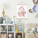 FDHSPAAM Vintage Pink Bathroom Wall Art Decor, Girly Bathroom Decor, Trendy Coquette Pink Bow Woman Drinking Wall Art Posters for Bath Room Washroom Restroom Spa, 12x16 Inch