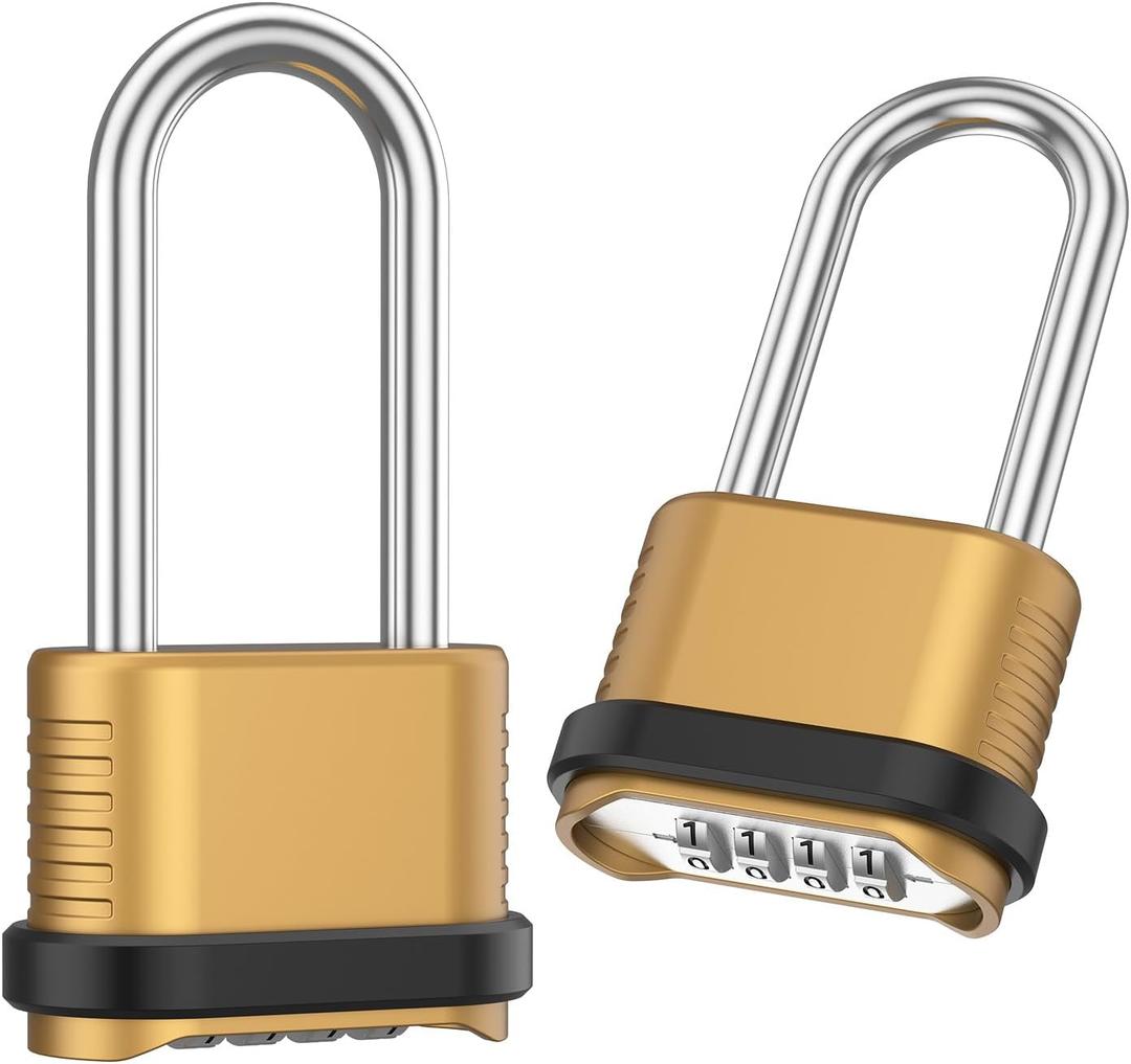 2 Pcs Outdoor Combination Lock Weatherproof, 4 Digit Zinc Alloy Combination Locks Pad Locks 105mm Long Combination Lock Outdoor for Home Gate Courtyard Gate Warehouse Garage Storage Units Gym Lockers