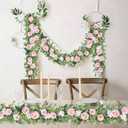 Betylifoy 2 Pack 12Ft Pink Flower Garland Artificial Eucalyptus Flower Garlands Fake Peony Rose Floral Vines Silk Hydrangea Hanging Vine Greenery Garland for Wedding Party Table Wall Backdrop Decor