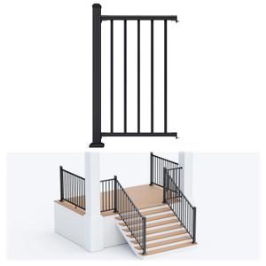 Egadis 2 Pack 42 in x 6 ft Modular Aluminum Porch and Deck Railing Kit