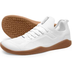 Men's Barefoot Shoes Zero Drop Wide Toe Box Minimalist Gym Shoes for Men Deadlift Cross Training Sneakers (11, White/Gum)