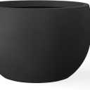 Kante 19.9" Dia Round Concrete Planter, Outdoor/Indoor Large Bowl Plant Pots with Drainage Hole and Rubber Plug for Garden Patio Balcony Home, Black