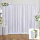 50x10FT White Backdrop Curtains for Party, 10 Panels 5x10FT Thick Polyester Backdrop Drapes, Wrinkle Resistant Photography Background Drapes for Wedding Birthday Home Decoration