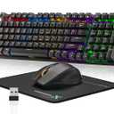 Wireless Mechanical Keyboard and Mouse Combo, 98-Key Gaming Keyboard with RGB Backlit, Tri-Mode BT5.0/2.4G/USB-C, 4000mAh Battery, 3200 DPI Gaming Mouse with Mouse Pad for PC, Laptop, Tablet