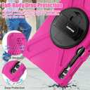 BRAECNstock Case for Samsung Galaxy Tab S10+ Plus/S9 Plus/S9 FE+/S8 Plus/S7 Plus /S7 FE 5G 12.4", Heavy Duty Shockproof Cover with Pen Holder, 360° Rotating Hand Strap & Stand, Shoulder Strap, Rose