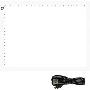 LED Tracing Light Pad, Ultra Thin Portable LED tracing Light Box, Led Copy Board Light Box, Adjustable Brightness, USB Power, for Tatto Drawing, Artists, Animation Sketching & Drawing via (White)