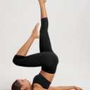 ODODOS ODLEX High Waist Workout Capris for Women, 19" Tummy Control Athletic Running Cropped Leggings, Black, Medium