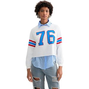 Oversized Sweatshirt for Women Y2K Graphic Crewneck Pullover Sweater Loose Fit Long Sleeve T-Shirt Tops People Doop Sweatshirts FP Dupes Vintage Star Striped Print Cute Fall Clothes