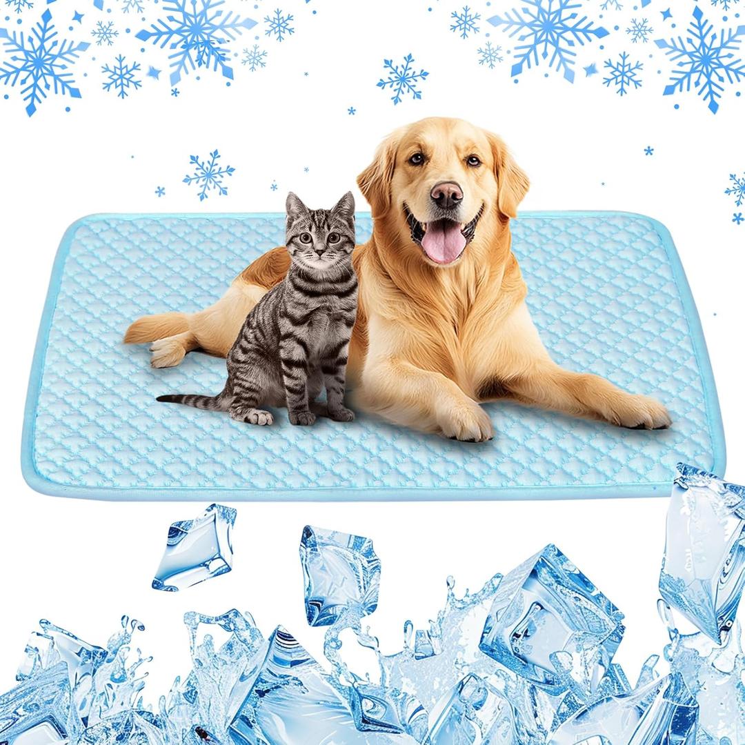 Pet Cooling Mat for Dogs & Cats - Washable Dog Cooling Mat Portable Pet Cool Pads Blanket for Indoor & Outdoor Car Seats (Medium, Blue)