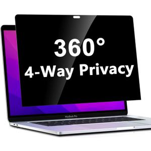 PYS 4 Way 360 Degree Macbook Air Privacy Screen for MacBook Air 13 Inch (2018-2021, M1),4 Directions Horizontal and Vertical All Around Anti Spy macbook privacy Film,Anti-Glare Protector (Black)