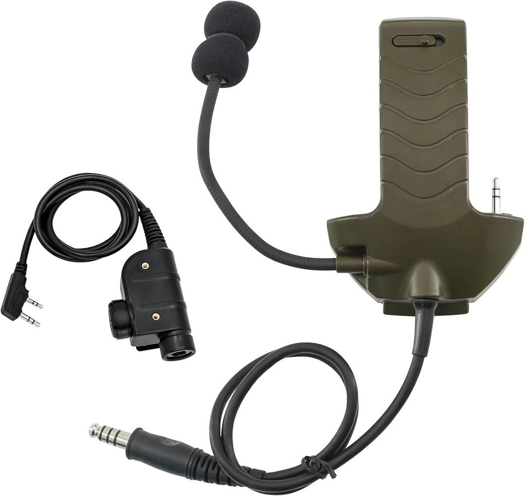 Boom Microphone/Ken 2 Pin PTT Kit Compatible with Walker's Razor Slim Earmuffs,Covert Ear Defender to Communicated Earmuff (FG)