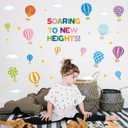 3 x Hot Air Balloon Door Decal - Colorful Inspirational Window Door Clings Stickers Soaring to New Heights Positive Saying Wall Decals Motivational Phrases Sticker for Classroom Nursery Bedroom Decors