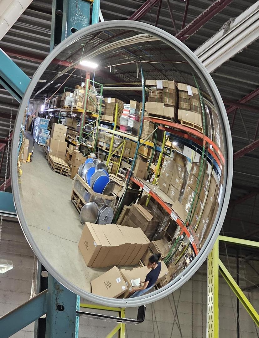 36 Acrylic Outdoor Convex Mirror With Plastic Back, Round Security Mirror for the Garage Blind Spot, Store Safety, Warehouse Side View, Circular Wall Mirror for Personal/Office Use -Vision Metalizers