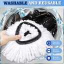 4 Pack Spin Mop Replacements Head Compatible with Oceda EasyWring 1-Tank System,Microfiber Spin Mop Refills Head,1 Mop Scrub Brush + 1 Mop Base + 4 Pack Cleaning Floor Mop HeadWhite)