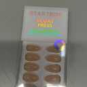 BTArtbox Press On Nails Almond - Short Gold Foil Press On Nails with Glue for Women, Semi-Transparent Soft Gel Glue On Nails in 16 Sizes - 32 Stick On Nails Kit, Gold End