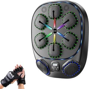 Music Boxing Machine with Gloves, Boxing Gym Equipment, Wall Mounted Punching Bag for Children and Adults (Black)