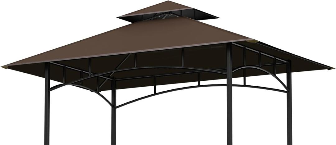 Grill Gazebo Replacement Canopy Top, 5'x8' Top Double Tiered Replacement Canopy Roof, Grill Shelter Cover Roof Fit for Gazebo Model L-GG001PST-F (Brown)