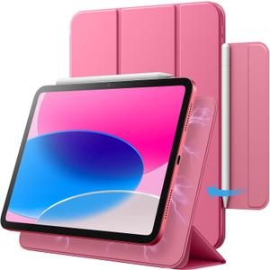 JETech Magnetic Case for iPad (A16) 11th/10th Generation (2025/2022), Magnetic Attachment, Slim Tablet Cover with Auto Wake/Sleep (Pink)