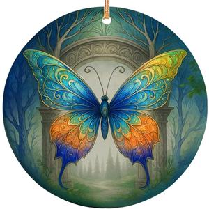 2025 Christmas Ornament  Fantasy Butterfly Art Christmas Ornament  Colorful Butterfly Holiday Decoration, Artistic Keepsake Gift