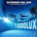 Solar Pool Light for Steel Wall Above Ground Pool Light,Submersible Pool Light with LCD Pool Thermometer,Underwater light for Pool Accessories,10 Light Modes Swimming Pool LED Lighting,1PC