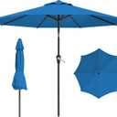 9 FT Patio Umbrella for Outdoor, Outdoor Umbrella with Push Button Tilt and Crank, Outdoor Patio Umbrellas with 8 Sturdy Ribs for Market, Garden, Deck, Backyard, Pool (Sapphire Blue)