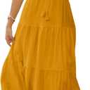 Fisoew Women's Spaghetti Strap Maxi Dress Summer Sleeveless Side Cut Out Dress Casual Boho Backless Flowy Long Dresses L