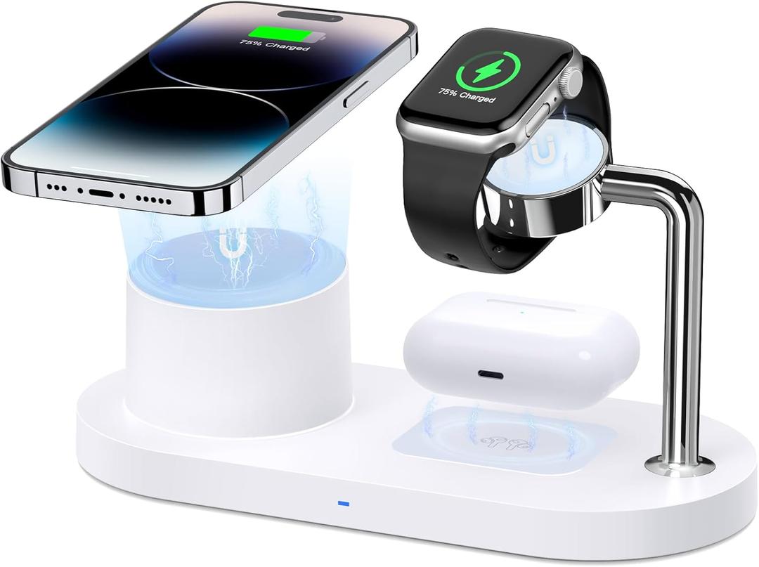 Magnetic Wireless Charger for iPhone: 3 in 1 Charging Station for Multiple Device Apple - 18W Fast Mag-Safe Charger Dock Stand for iPhone 16e 16 15 14 13 12 Pro Max Apple Watch iwatch & Airpods