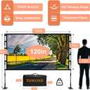 TOWOND Projector Screen and Stand, 120 inch Outdoor Projector Screen Indoor, Portable Movie Screen 16:9 4K Front Rear Projection Screen with Carry Bag Wrinkle-Free Design for Home Backyard Theater