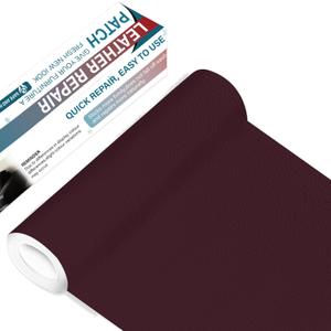 Leather Repair Patch Tape,16x63 inch Self Adhesive Leather Patches for Furniture,Vinyl Leather Repair Kit for Couches,Car Seats,Sofas,Office Chairs,Burgundy