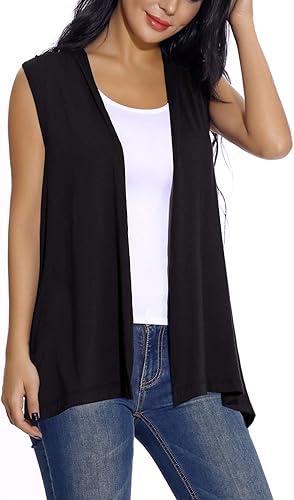 Women's Sleeveless Cardigan Open Front Vest (M)