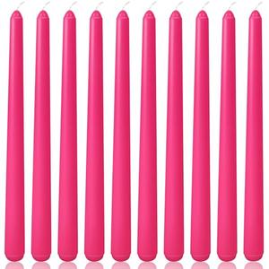 10 Inch Hot-Pink Taper Candles for Home Decoration, 10 Pack Unscented Candlesticks for Dinner Wedding Party, Smokeless and Dripless Candle Sticks